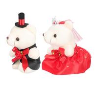 Kisangel Valentine'S Day Couple Bear Doll Plush 1 Pair Red Wedding Decoration Soft Stuffed Animal Romantic Home Ornament