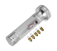 Kisangel Vintage 1980s-inspired Iron Flashlight with Adjustable Brightness and Portable Design, Silver Retro Torch for Photography and Performances, Battery Powered Old School Flashlight
