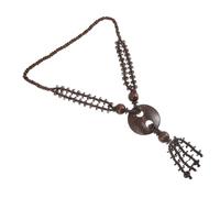 Kisangel Vintage Beaded Necklace with Tassel for Women and Men Beach | Coconut Shell and Wood Beads, European Retro Boho Style, Hawaiian Wedding Matching Accessory