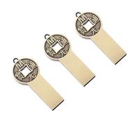 Kisangel Vintage Bronze Coin USB Flash Drive Protective Case, 3pcs Zinc Alloy U Disk Shell with Chinese Style Ingots Design, Metal USB Disk Protective Covers for Data Storage Accessories