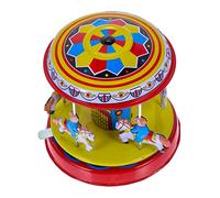 Kisangel Vintage Clockwork Wind Up Carousel Merry Go Ornament for Home Bar Decor Collectible Novelty Plaything with Simple Mechanical Action