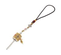Kisangel Vintage Tibetan Six-word Blessing Car Hanging Ornament, Buddhist Prayer Wheel Pendant with Chinese Knot Tassel, Interior Rearview Mirror Decoration for Car Protection and Luck