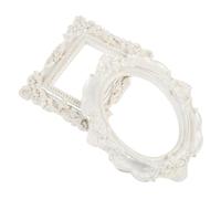Kisangel Vintage White Resin Photo Frames Oval and Square Shapes 2pcs with Fine Workmanship and Polished Smooth Finish Decorative Props for Photo and Home Use for Photo and Home Use
