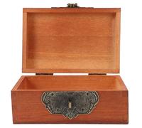 Kisangel Vintage Wooden Canister with Lock, Rectangular Storage Container, Desktop Storage Box for Diaries Postcards Envelopes, Private Keepsakes Organiser
