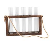 Kisangel Wall Hydroponic Glass Planter Vase with Wooden Frame and 6 Test Tubes Hanging Decor for Indoor Plant Terrarium and Home Hydroponic Plant Display