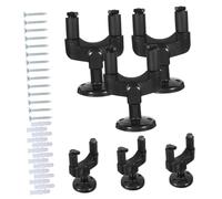 Kisangel Wall Mount Guitar Hangers Black Plastic Material with Auto Locking Grip 6pcs Set with 4 Screw Holes Design Base and Buckle Install Main Hold Bracket for Bass and Guitar for Wall