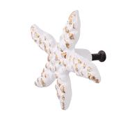 Kisangel White Sea Star Shape Single Hole Cabinet Door Handle Ocean Theme Drawer Pull for ’s Room Wardrobe Cupboard Vintage Cast Iron Furniture Knob