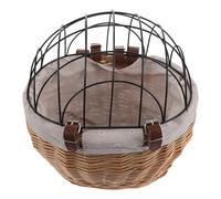 Kisangel Wicker Pet Bike Basket Front Carrier with Strap, Rattan Dog and Cat Bicycle Carrier Basket for Small Pets, 12.6"x10.6"x7.8" Natural Wood Color for Outdoor Cycling Trips