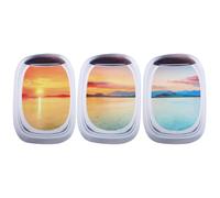 Kisangel Window Mural Decal 3 Pcs Sky Landscape Wall Decal Removable Window Wall Stickers Aircraft Decor Peel and Stick Landscape Mural for Bedroom Living Room Nursery