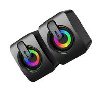 Kisangel Wired Rgb Gaming Speakers with Subwoofer Usb-powered Desktop Loudspeakers Voice Box for Laptop Color Breathing LED Lights High Bass Portable Sound System for Home Office Cafe Bar