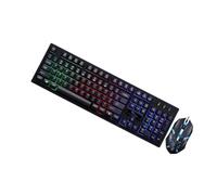 Kisangel Wired USB Keyboard Mouse Set with Illuminated Keys Mechanical Feel Gamer Keyboard and Mouse for Office Home Cafe Use Non-conflict Design for Gaming and Productivity