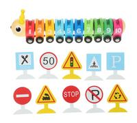 Kisangel Wooden Digital Train Educational Block with Carriages for Preschool Learning and Early Childhood Development Interactive Plaything