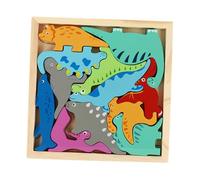 Kisangel Wooden Dinosaur Jigsaw Puzzle for Educational Interactive Learning Solid Natural Wood Accessory Enhances Hand Eye Coordination and Fine Motor Skills Development