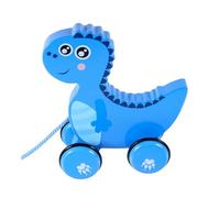 Kisangel Wooden Dinosaur Pull Along for Smooth Polished Cartoon Animal Cart Walking Trainer Shower Birthday Christmas