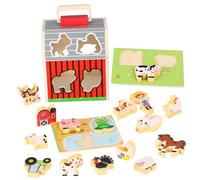 Kisangel Wooden Farm Animal Play Set for Age Montessori Educational with Safe Rounded Edges Cognitive Development Hand-eye Coordination Language Skills and Social Interaction Enhancer
