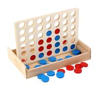 Kisangel Wooden Four Row Board Game Checker for Adults Family Logic Puzzle Educational Brain Teaser Interactive Fun