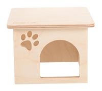 Kisangel Wooden Hamster House Hamster Hideout Solid Wood Large Flat Layer Decorative Cage Hideaway Small Animal Supplies