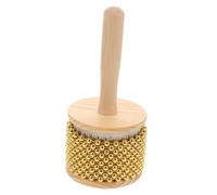 Kisangel Wooden Handle Metal Cabasa Percussion Instrument with Beads Compact Portable Latin Rhythm Shaker for Jazz and World Music Performances Handheld Shaker for Adults