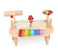 Kisangel Wooden Mini Drum Kit Percussion with Xylophone and Mallets Musical Instrument for Year Old Educational for Music Enlightenment and Creative Play