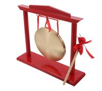 Kisangel Wooden Opening Gong Floor Stand and Mallet Mini Chinese Gong for Tabletop Decor for Feng Shui and Commencement Celebrations