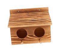 Kisangel Wooden Parrot Breeding Mating Box with Dual Holes and Perches, Carbonized Wood Nesting Box for Budgies, Lovebirds, Conures - Outdoor and Indoor Bird House for Breeding and Nesting