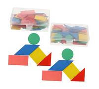 Kisangel Wooden Shape Puzzle Educational Toy for Toddlers 100pcs Geometric Shape Development Set Squares Rectangles Circles Triangles for Early Learning and Math Skills