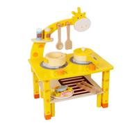 Kisangel Wooden Simulated Cooking Set Giraffe Barbecue Playhouse Educational Pretend Play for Imagination Development and Hands Learning