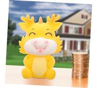 Kisangel Year of Dragon Piggy Bank Vinyl Money Jar Zodiac Dragon Decoration Stable Flat Base Cute Lucky Desktop Ornament for Year Christmas Day