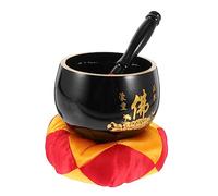 Kisangel Yoga Singing Bowl 3.5 Inch (9.5cm) Black Meditation Bowl Set with Mallet and Mat for Buddhist Sound Therapy and Mindfulness Practice
