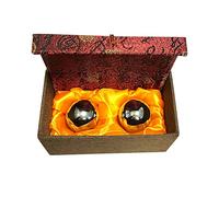 Kisbeibi 2pcs Baoding Balls Chinese Health Exercise Massage Balls with Case Stress Relieve Meditation Massage Handball(Silver,Dia 1.49inch,classic box)