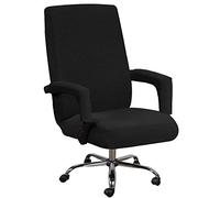 Kisbeibi Office Chair Cover, Stretch Computer Desk Chair Slipcover with Armrest Sleeve Universal Nonslip Chair Seat Covers Machine Washable(Black,size:XL)