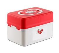KISDFOND Medicine Storage box, Medical box, Medication Organizer Storage, Portable Home First Aid Box, Multi-Function Plastic Tool Box with Handle, Medicine Classification Storage Box(Red,Large)