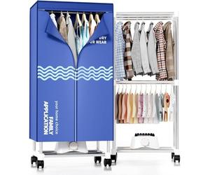 Kiseely Clothes Dryer, Portable Drying Machine with Timer, 60inch Laundry Drying Wardrobe with Large Capacity, Electric Dryer/Rack for Home | Appartments (Blue FN8)