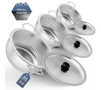 Kiseely Deep Sauté Pan and Lid, Stainless Steel Saute Pan Set, Durable 8"+9"+10" PFOA Free Cookware, Dish Washer & Oven Safe, Compatible with All Cooktops (Silver Q1)