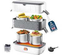 Kiseely Self Cooking Electric Lunch Box, Portable Food Warmer for On-The-Go, Stainless Steel Food Warmer Lunchbox Containers, Self Heating Bento Box for Home Office (4 Boxes BM1)