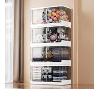 Kiseely Storage Box with Lids, 172L Collapsible Large Storage Bins, Plastic Foldable Storage Box with Wheels, Stackable Container for Clothes/Toys/Books Organization (4 Packs X1)