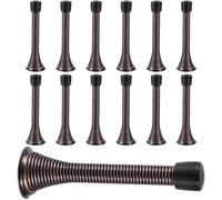 KISEER 12 Pack Spring Door Stops 3 1/4 Inch Flexible Heavy Duty Spring Door Stopper with RustProof Screw Rubber Bumper Tips (Antique Brass)
