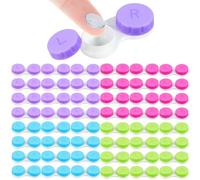 KISEER 48 Pack Colorful Cute Contact Lens Case Bulk Box Holder Container Soak Storage Kit (4 Color)