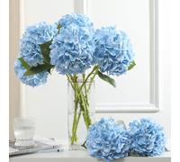 Kisflower 3pcs Latex Hydrangea Flowers - Real Touch Artificial Flower Fake Hydrangea Bouquet Flowers with Stems for Wedding Party Office Home Decoration(Blue)