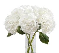 Kisflower 3pcs Latex Hydrangea Flowers - Real Touch Artificial Flower Fake Hydrangea Bouquet Flowers with Stems for Wedding Party Office Home Decoration(White)