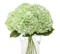 Kisflower 3pcs Latex Hydrangea Flowers - Real Touch Artificial Flower Fake Hydrangea Bouquet Flowers with Stems for Wedding Party Office Home Decoration(Light Green)
