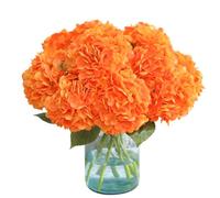 Kisflower 3pcs Latex Hydrangea Flowers - Real Touch Artificial Flower Fake Hydrangea Bouquet Flowers with Stems for Wedding Party Office Home Decoration(Orange)