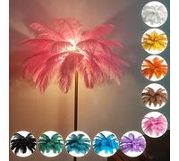 KISFWIU Floor lamp, Feather lamp with 48 Natural Ostrich Feathers with 10 Colors, Extended Feathers Suitable for Living Room, Bedroom, Study, H160cm (Pink)