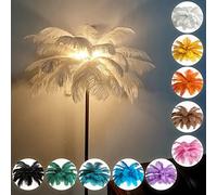 KISFWIU Floor lamp, Feather lamp with 48 Natural Ostrich Feathers with 10 Colors, Extended Feathers Suitable for Living Room, Bedroom, Study, H160cm (White)