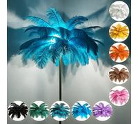 KISFWIU Floor lamp, Feather lamp with 48 Natural Ostrich feathers10 Colors, Extended Feathers Suitable for Living Room, Bedroom, Study, H160cm (Blue)