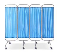 KISFWIU Hospital-Grade medical Privacy Screen on Wheels,3-6 Panel Folding Room Divider Stainless Steel Medical Partition for ICU, Clinics, Nursing Homes & Emergency Wards (blue 4Panel)