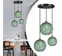 KISFWIU pendant light,modern industrial hanging ceiling light fitting with green glass lampshade for Breakfast bar corner kitchen island dining living room Entryway Foyer light fixtures (3Light)