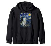 Kishu Ken Dog Van Gogh Starry Night Zip Hoodie