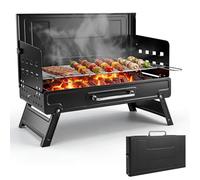 kisidus Charcoal Grill Folding Stainless Steel Camping Grill, Folding Grill, Table Grill, Garden Parties & Outdoor BBQ, with Compact Design and Easy Assembly