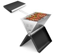 kisidus Charcoal Grill Folding Stainless Steel Camping Grill, Folding Grill, Table Grill, Garden Parties & Outdoor BBQ, with Compact Design and Easy Assembly